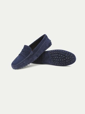 Aurélien Aurélien Driving Shoes Mocassins Suède Dames Navy Blauw Maat 35 Italiaanse Handgemaakte Mediterrane Stijl & Exclusieve Luxe Schoenen