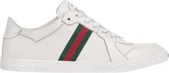 Gucci Schoenen, Dames, Wit, 38 EU, Leer, Stretch Low-Top Sneaker