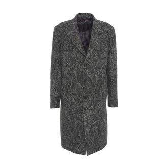 Etro Etro, Single-Breasted Coats, male, Gray, Size: 3XL Elegant Jacquard Coat Grigio Aw25