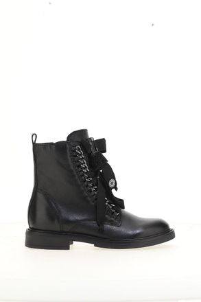 Mjus Boots in leer met veters, juweel