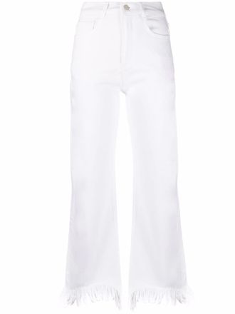 Maje frayed straight-leg jeans - women - Organic Cotton/Elastane - 34 - White