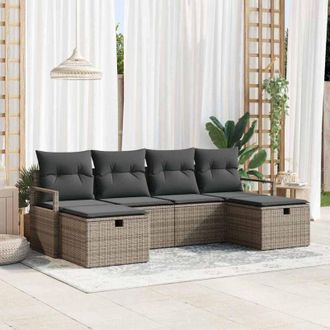 vidaXL Vidaxl - Conjunto De Sof&aacute; De Jard&iacute;n 6 Pcs Gris 230 X 117 X 85 Cm