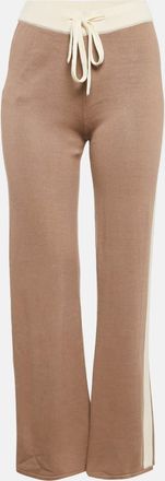 Monrow Dark Beige Knit Panel Detail Lounge Pants