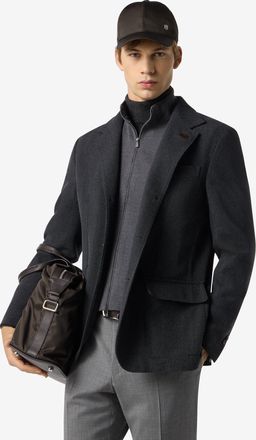 Corneliani Anthracite grey stretch cashmere wool cover jacket with detachable vest