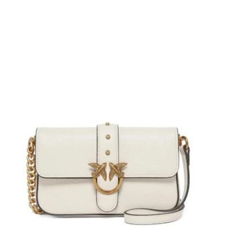 Pinko Witte tas van generfd leer met studs - Dames - Schoudertassen - Wit - ONE Size - Leer - Tassen