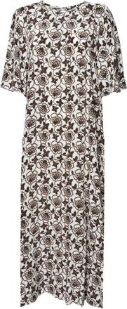 Max Mara Abito midi a fiori a maniche corte - Marrone