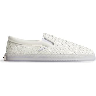 Bottega Veneta Serena Woven Leather Slip-On Sneaker in 9117 Alabaster at Nordstrom, Size 12Us