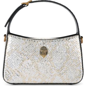 Kurt Geiger Mini Bond Embossed Recycled Leather Top Handle Bag in Silver/Gold at Nordstrom Rack