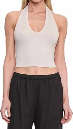 Enza Costa Cotton Rib U Halter Top In Champagne