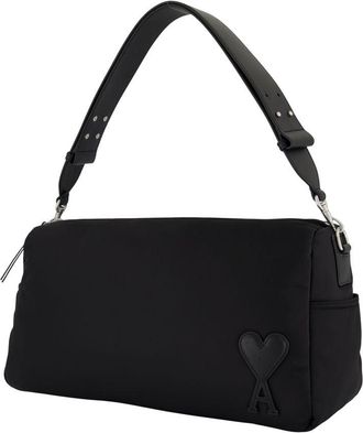 Ami Unisex Marcel Large Shoulder Bag - Ami Paris Nylon Black Shoulder-Hobo-Bags