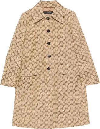 Gucci GG Supreme Leather-trim Coat