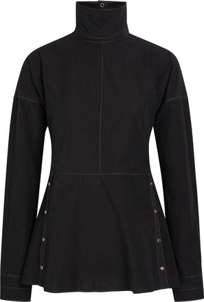 Christophe Lemaire Press-stud Cotton-crepe top - Black - 32 (UK4 / Xxs)