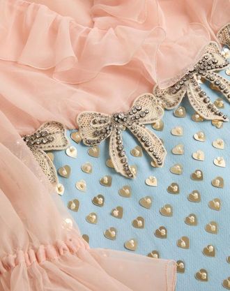 Valentino Abito Corto In Crepe Couture Ricamato Donna ROSE MIST/PASTEL GREY 36