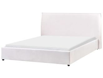 Beliani Cama de agua Terciopelo 160 x 200 cm Blanco crema