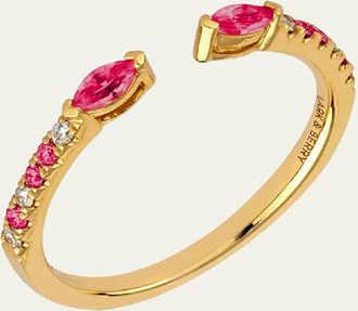 Lark & Berry 14K Yellow Gold Veto Open Ring with Lab Grown Diamonds and Cultured Rubies