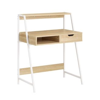 SoBuy Mesa de escritorio con caj&oacute;n y estante madera color natural