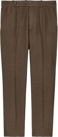 Polo Ralph Lauren Houndstooth Slim-leg Cotton-blend Trousers - Brown - 0 (UK4 / Xxs)