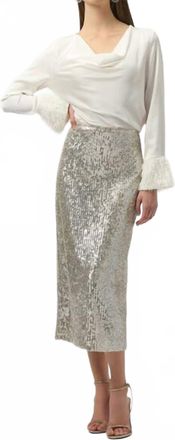 Joseph Ribkoff Sequin Pencil Skirt In Silver