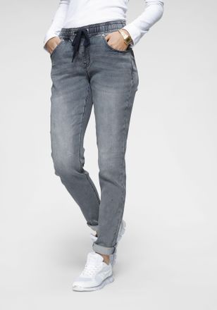 Kangaroos Jogg Pants KANGAROOS, Damen, Gr. 32, N-Gr, blau (light blau), Denim/Jeans, Obermaterial: 59% Baumwolle, 40% Polyester, 1% Elasthan, Destroyed-Effekte,