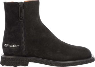 Off-white Mens Off White Suede Spongesole Ankle Boots in Black Leather - Size UK 8