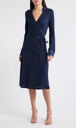 BOSS Ellarie Rib Long Sleeve Dress in Dk Bu at Nordstrom Rack, Size X-Small
