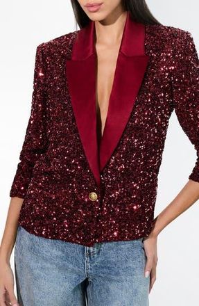 Alice & Olivia Devyn Boxy Sequin Blazer in Garnet at Nordstrom Rack, Size 4