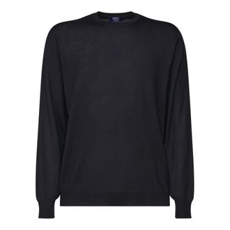 Fedeli Round-neck Knitwear, male, Black, Size: L Crew-neck Sweater