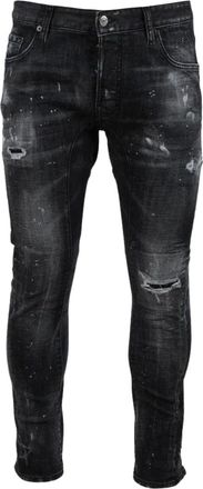 Dsquared2 Mens Tidy Biker Jean Black Destroyed Denim Jeans Cotton - Size 46 (Waist)