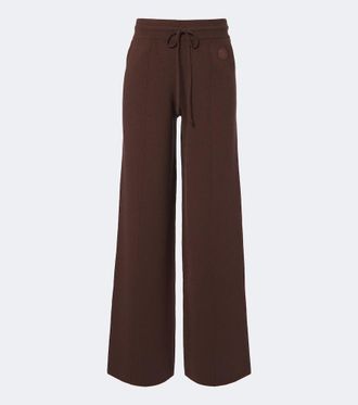 Moncler Wool, cotton, and cashmere-blend wide-leg pants
