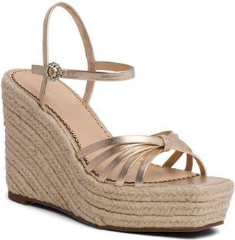 Cinq &agrave; Sept Helen Metallic Espadrille Wedge in Light Gold Metallic at Nordstrom, Size 40