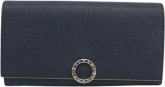 Bulgari Pre-owned Lange portemonnee (bi-fold) - Dames - Vintage Accessoires - Blauw - ONE Size - Leer - Vintage