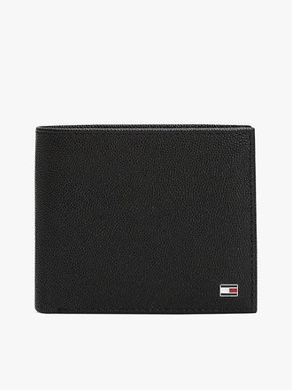 Tommy Hilfiger Cartera plegable de piel con logo esmaltado
