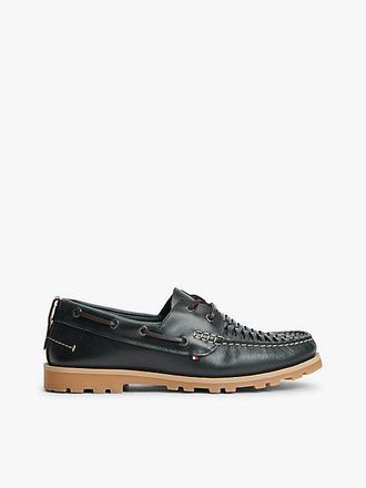 Tommy Hilfiger Leather Braided Boat Shoes