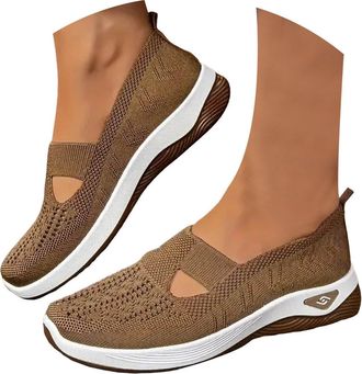 Generic Orthopedic Shoes for Women 2026 Wide Width Soft Sole Mesh Cushion Sole Comfortbale Wedge Sneakers Breathable Slip On Arch Support Non-Slip Shoes Knit 
