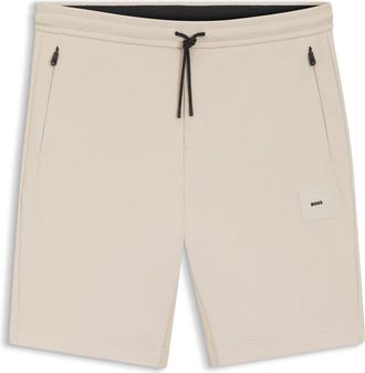 HUGO BOSS Mens Headlo Rib Sweat Shorts with Elasticated Waistband in Open Beige - Size X-Large