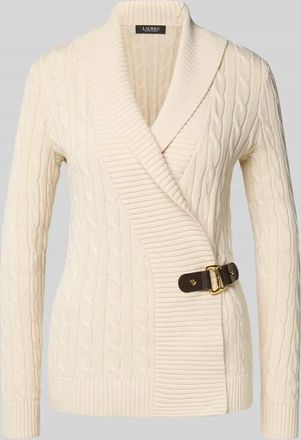 Lauren Ralph Lauren Strickjacke mit Zopfmuster Modell DONATO in Beige, Größe XL
