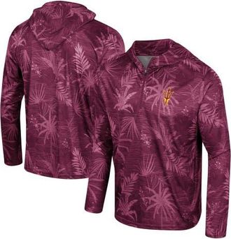 Colosseum Mens Colosseum Maroon Arizona State Sun Devils Palms Printed Lightweight Quarter-Zip Hooded Top at Nordstrom, Size Large
