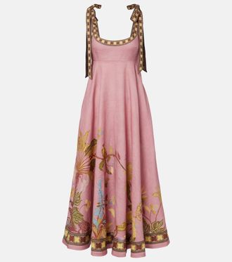 Alemais Al&eacute;mais Zuri Ballet printed linen maxi dress
