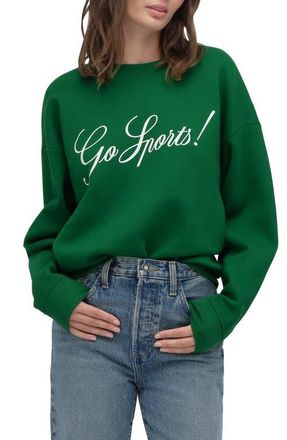 Favorite Daughter The Go Sports Cotton Blend Sweatshirt in Green/White at Nordstrom, Size X-Large