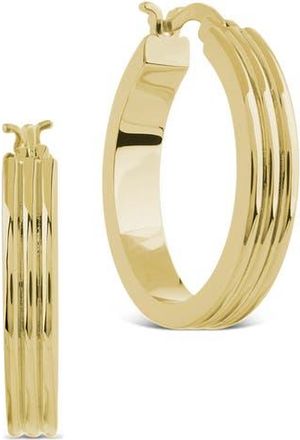 Sterling Forever Hannah Ribbed Hoop Earrings in Gold at Nordstrom Rack
