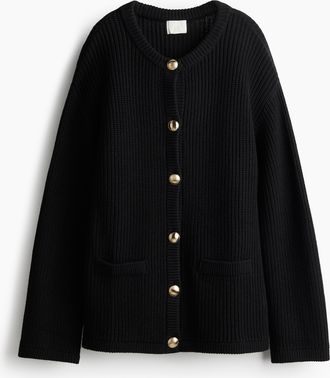 H&M Cardigan in Rippstrick - Schwarz