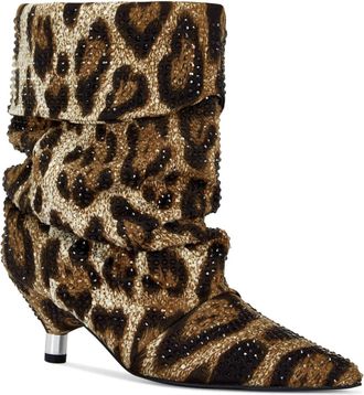 Azalea Wang Womens Savage Sparkle Boots In Leopard