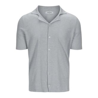 Gran Sasso Linnen en Katoenen Shirt met Korte Mouwen - Heren - Korte mouwen Overhemden - Grijs - L - Katoen - Overhemden