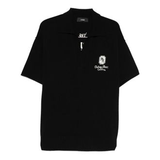 Amiri V-neck Knitwear, male, Black, Size: S Logo-Embroidered Polo Shirt