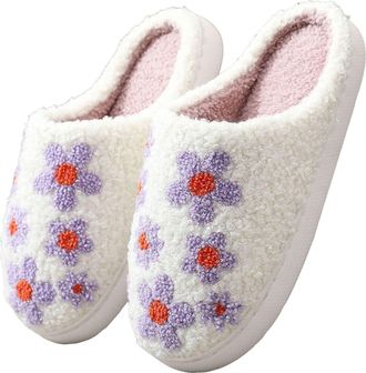 Generic Slippers for Women Fuzzy House Slip On Indoor Outdoor Bedroom Fleece Lined Cozy Slipper Winter Warm Soft Plush Cute Non-Slip Holiday Slippers Ladies C