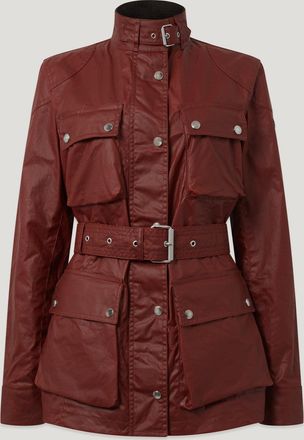 Belstaff Trialmaster Jacket Womens Waxed Cotton Dark Rally Red Size UK 10