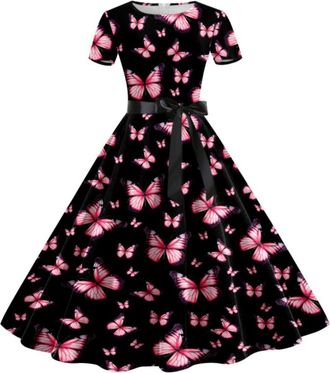 Generic Womens Butterfly Dress A-Line Short Sleeve Women Prom Dress Attractive Prom Dresses Party Dresses Dress, S12, M