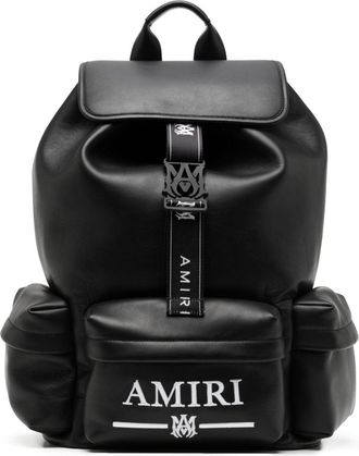 Amiri logo-plaque leather backpack - men - Calf Leather - OS - Black
