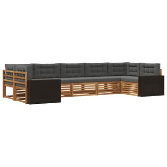 vidaXL Set Di Divani Da Esterno 7 Pz Naturale E Antracite Vidaxl