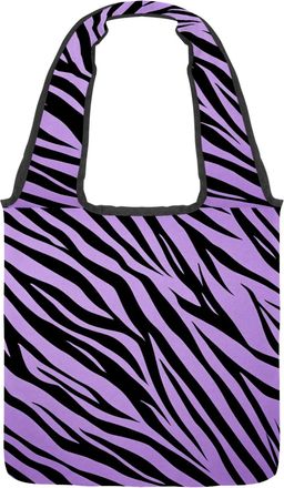 Generic Purple Zebra Stripes Reversible Canvas Shoulder Tote - Double-Sided Print, 12oz Cotton, 27cm Drop, Fold-Flat Bag for Travel, Shopping, Street Outings